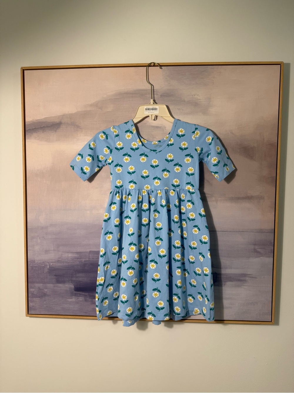 Girls Hanna Andersson Blue Floral Tee Play Dress with Pockets - Picture 4 of 6